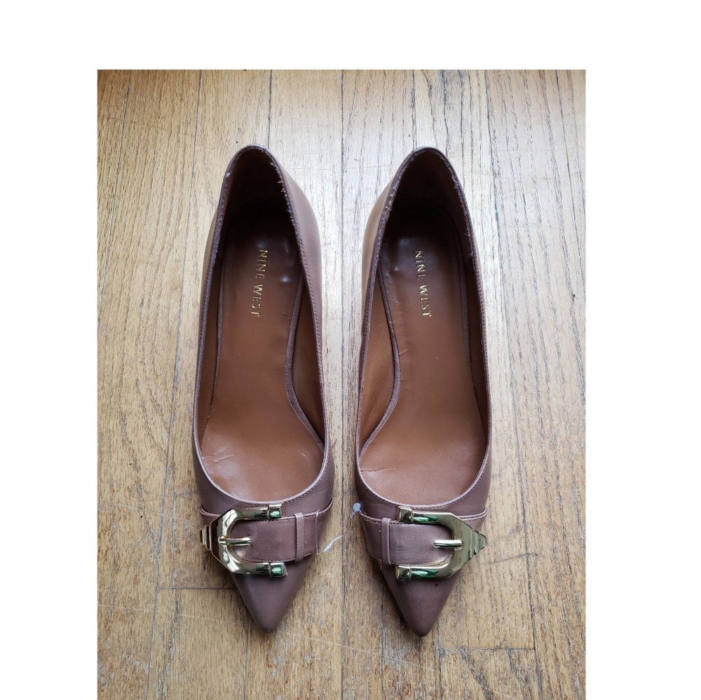 Tan Nine West Kitten Heels